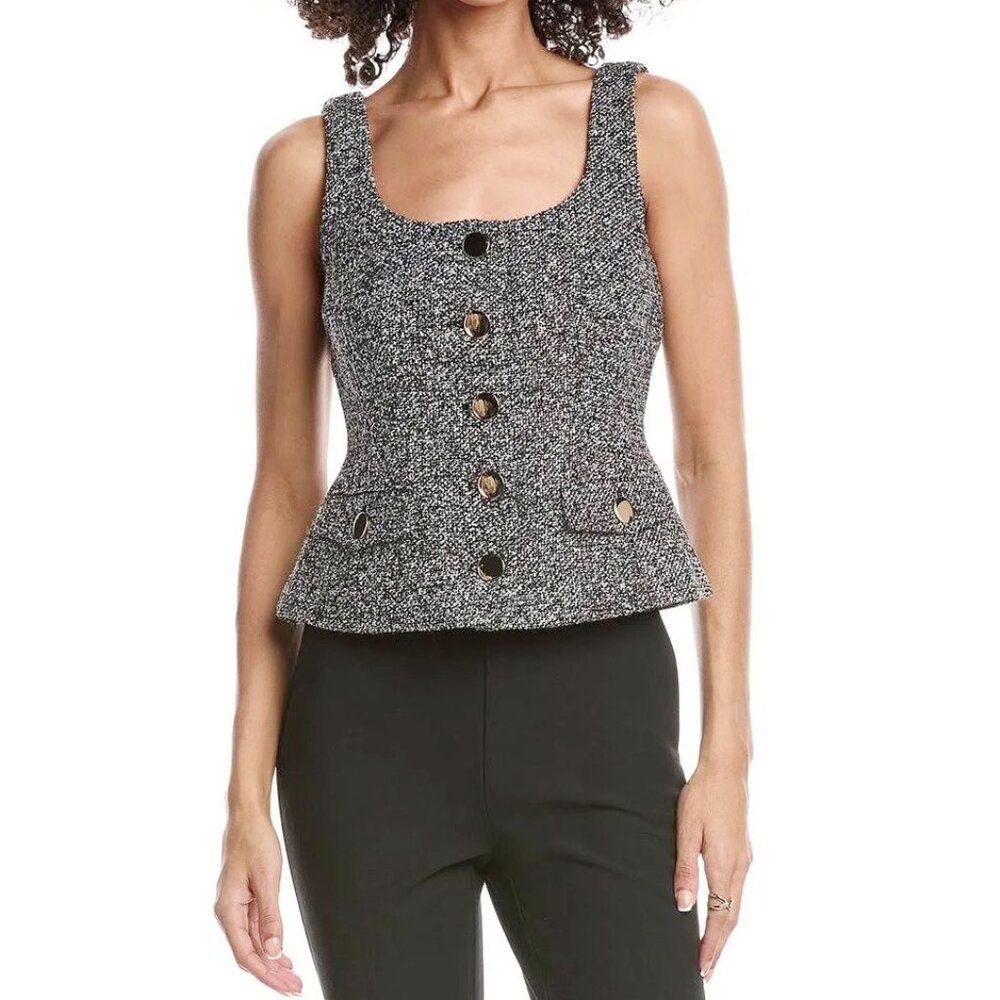 Toccin Georgia Scoop Neck Metallic Tweed Vest